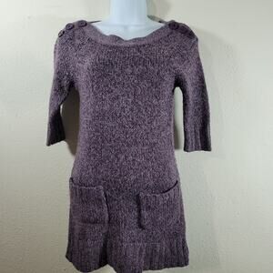 Pink Rose Purple Marled Boat Neck Sweater Small Lightweight Soft Pockets